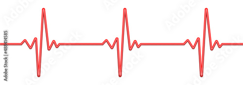 Heartbeat line. 3d pulse, cardiogram, heart rhythm, ECG symbol. Vector illustration.