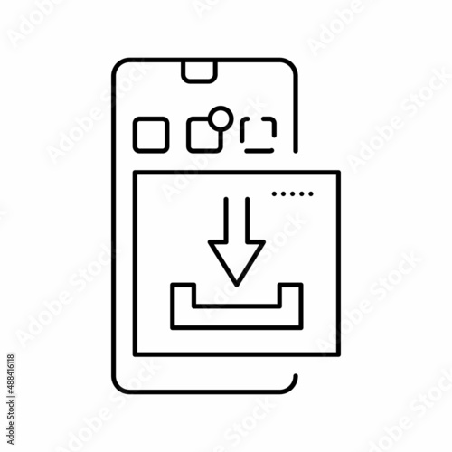 download mobile phone app ugc line icon vector illustration