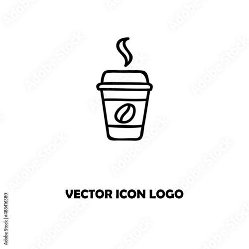 Disposable cup with steas of hotness popping out, making coffee icon
