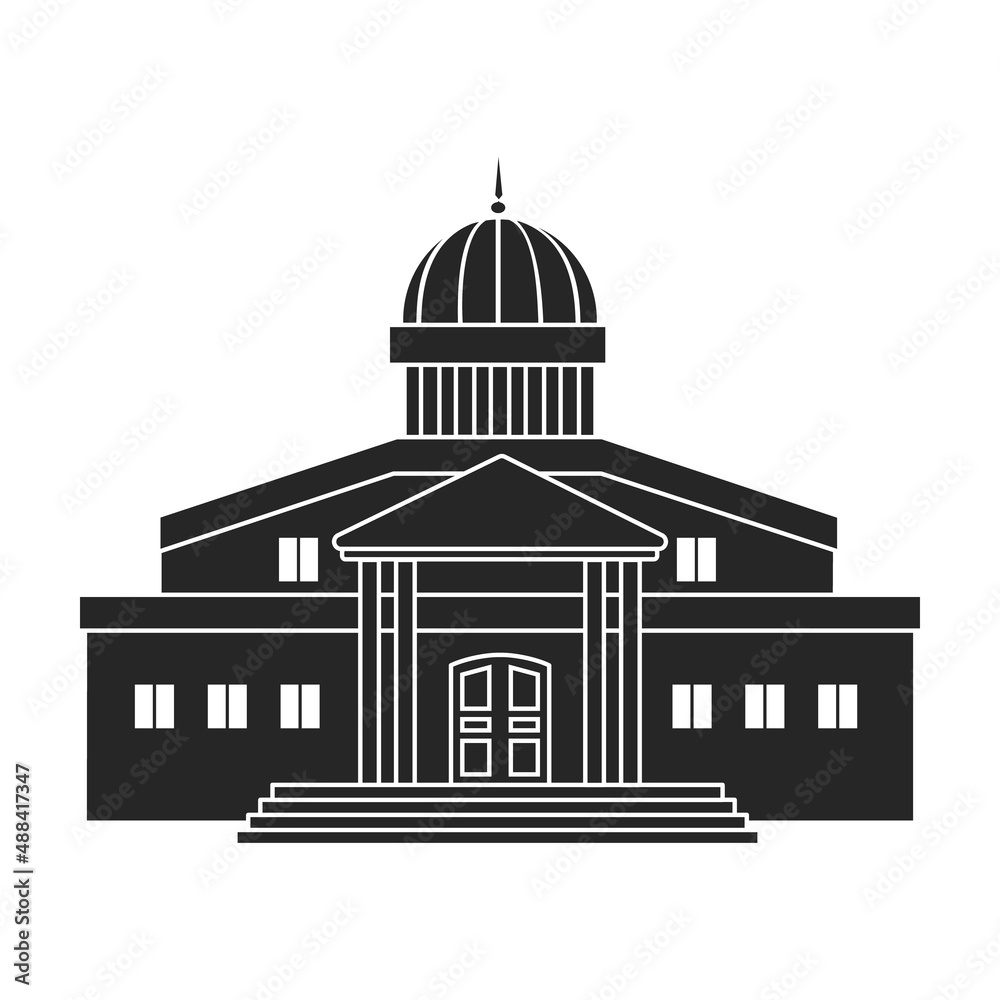Building of government vector icon.Black vector icon isolated on white background building of government .