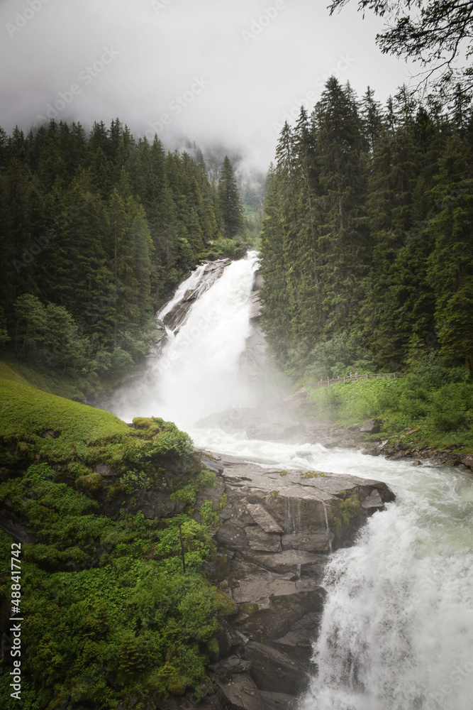 Waterfall in Austria nature. So beautiful panorama in nature.