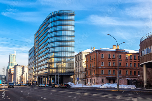 Modern office building 'Bank Rossiya' on Sakharov Avenue