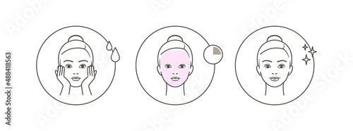 Facial skin care. Step-by-step instructions for using a beauty face mask