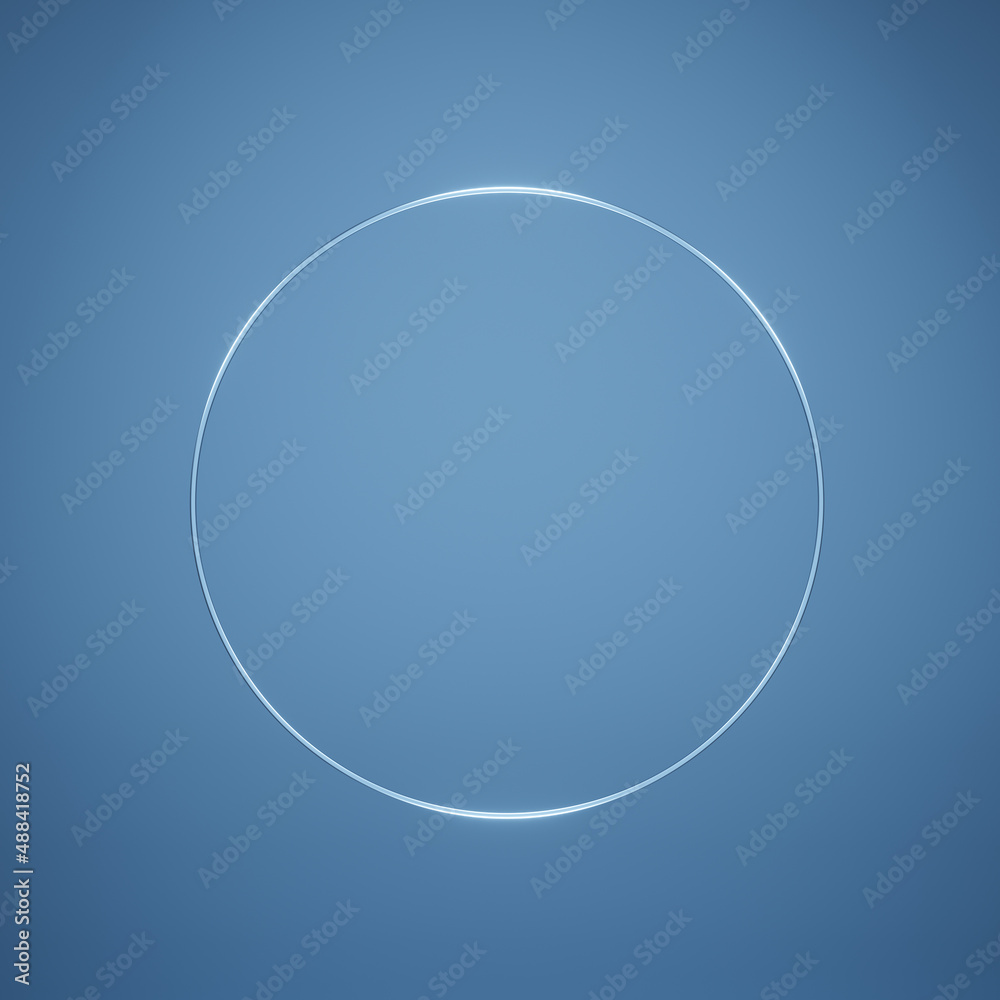 blue background with golden glowing circle, 3d render