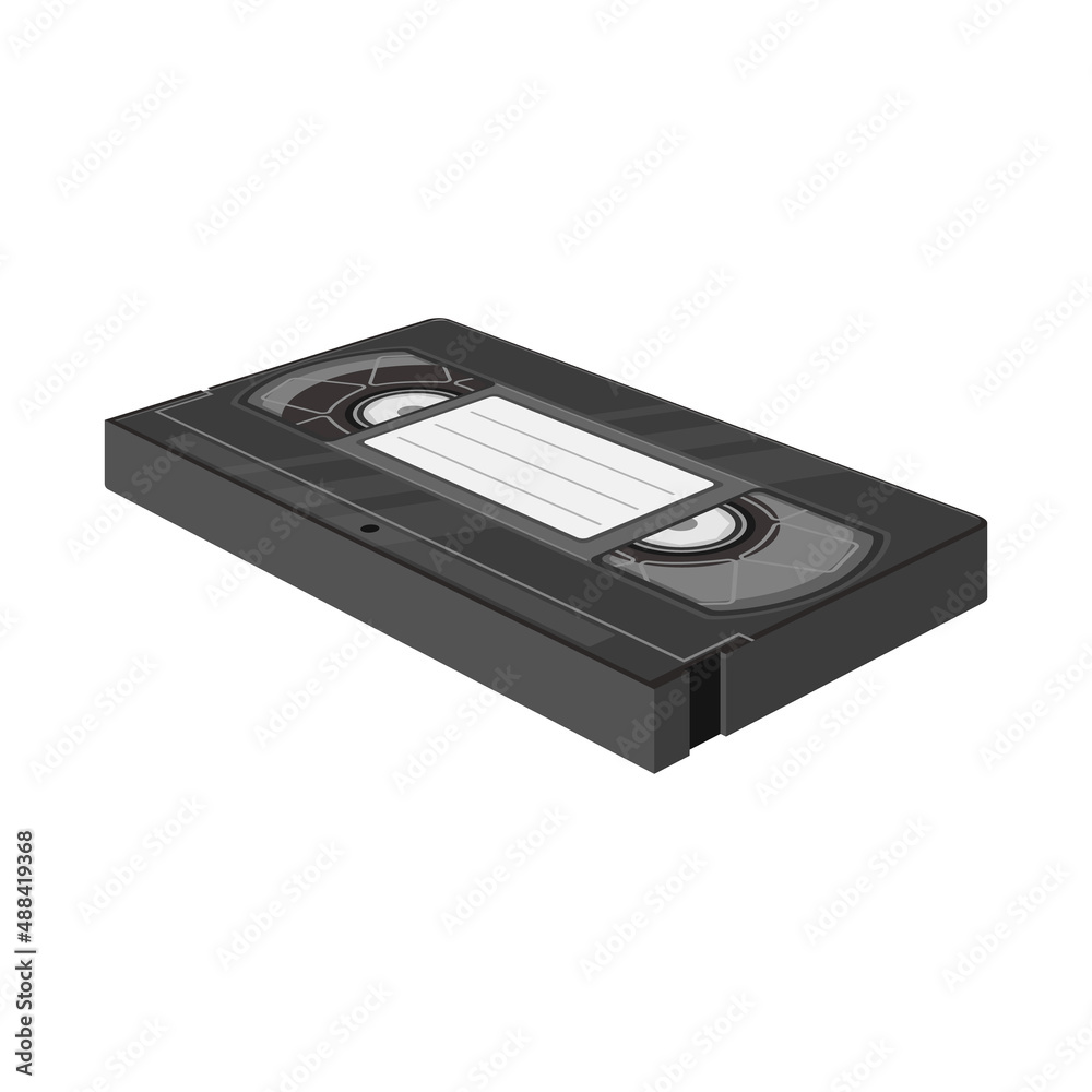 Vector design of videotape and tape symbol. Web element of videotape and cassette vector icon for stock.
