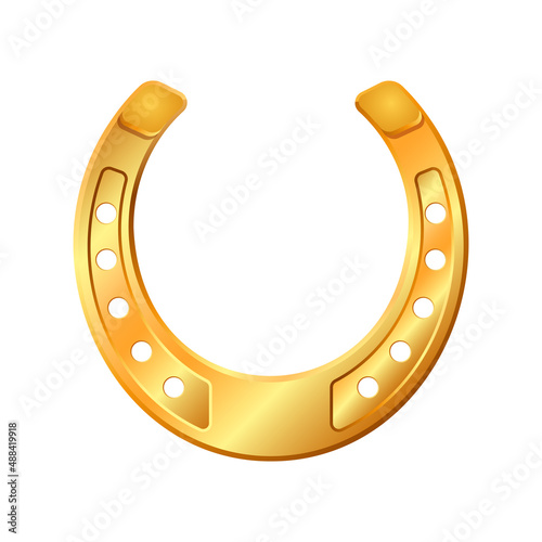 Golden horseshoe, lucky St. Patricks day symbol. Good luck sign