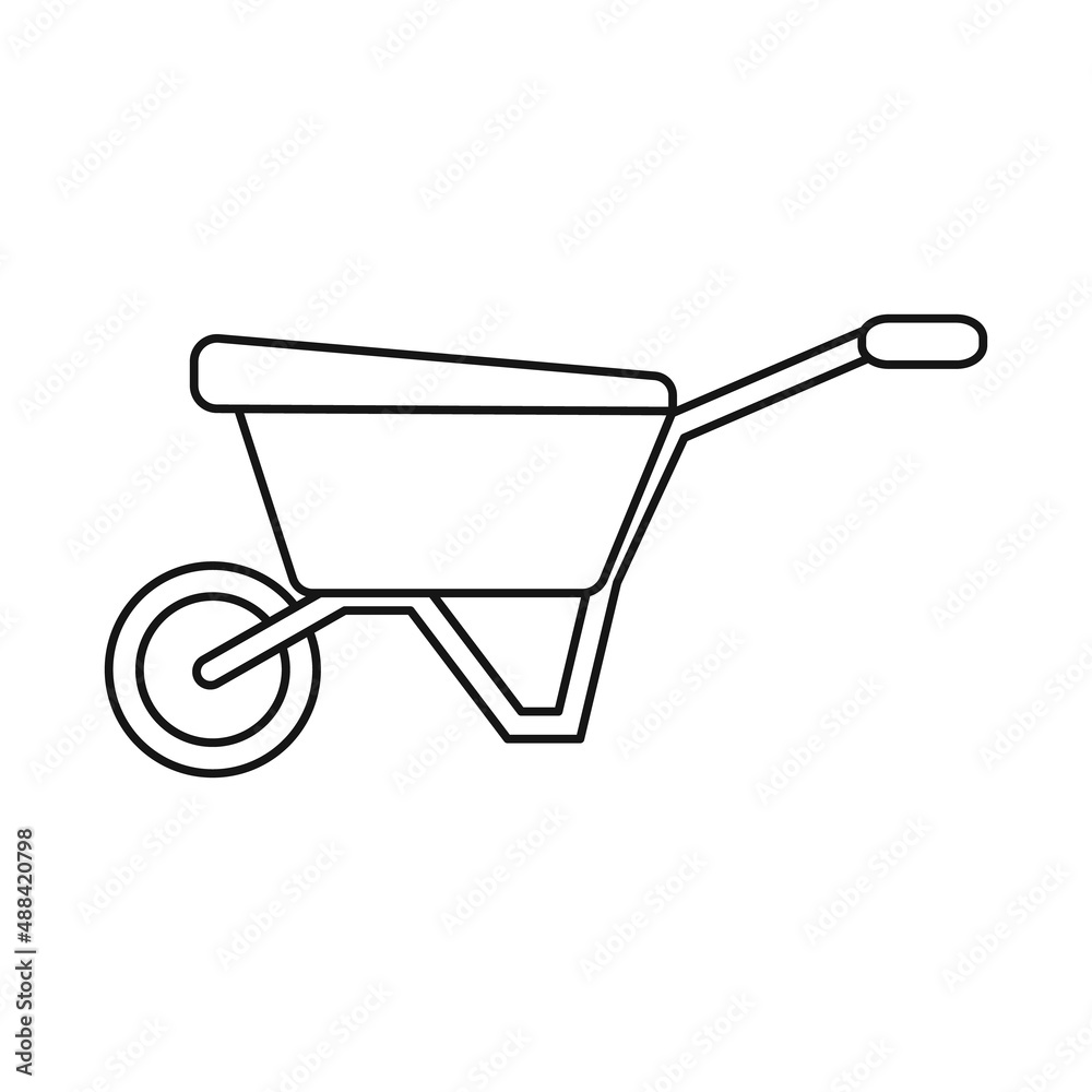 Vector illustration of trolley and gardening sign. Graphic of trolley and tools vector icon for stock. Vector illustration of trolley and gardening sign. Graphic of trolley and tools vector icon for stock.