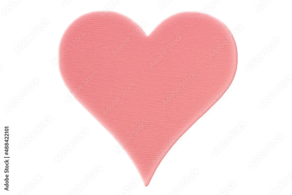 pink valentine made of cardboard isolated on white