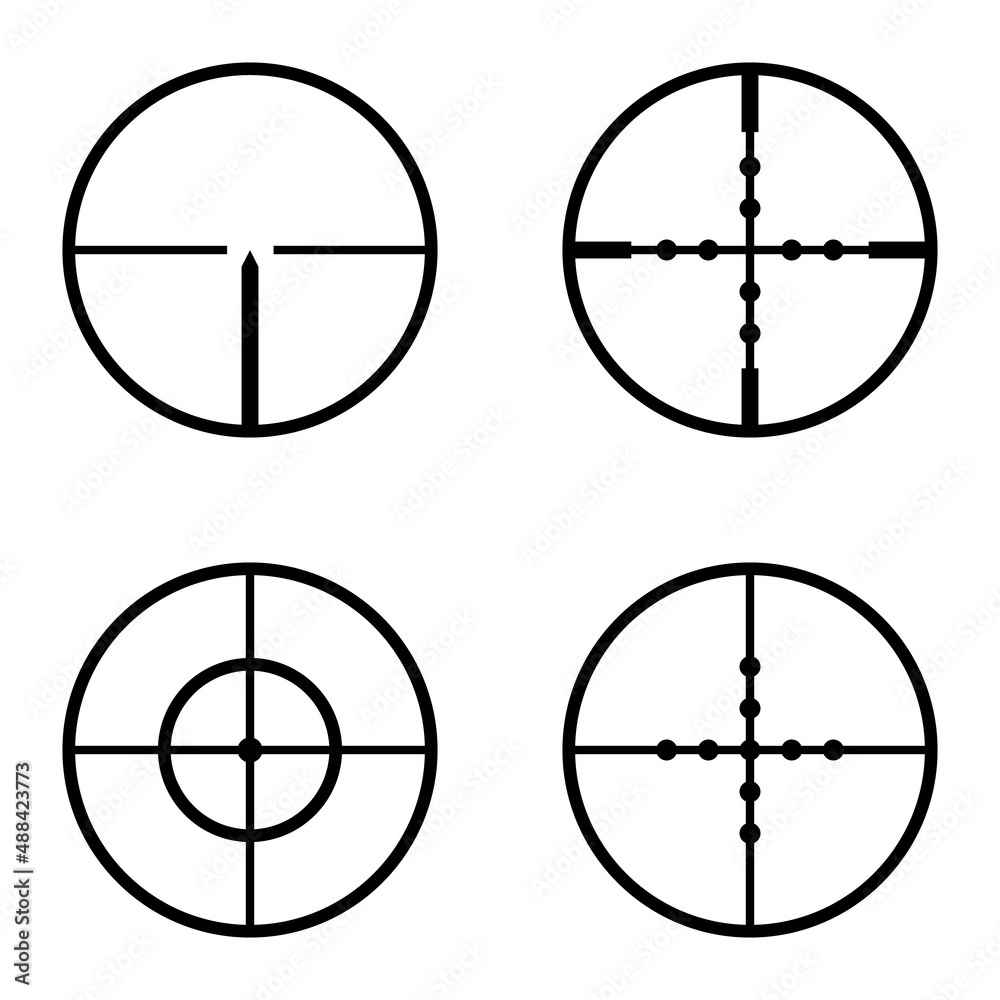 Crosshairs Flat Icon Set Isolated On White Background Crosshairs Flat Icon Set Isolated On White Background