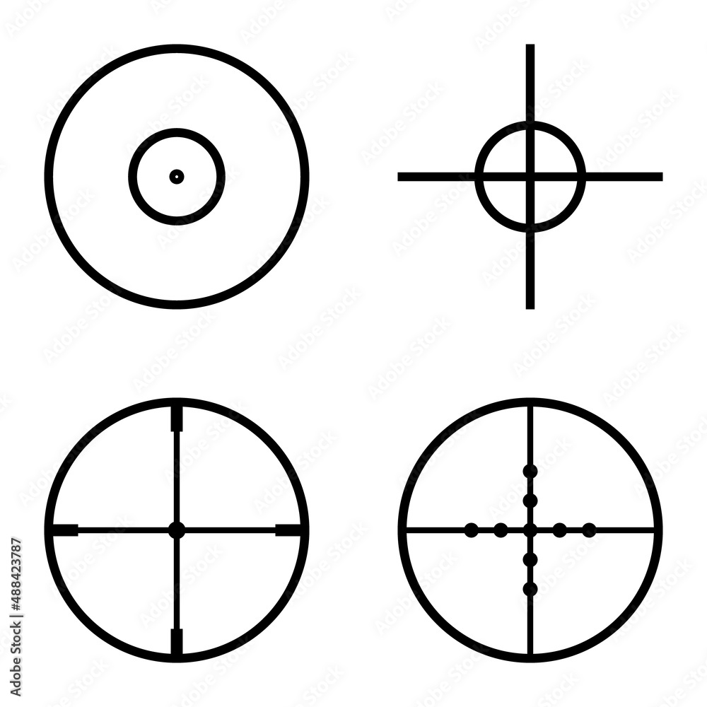 Crosshairs Flat Icon Set Isolated On White Background Crosshairs Flat Icon Set Isolated On White Background