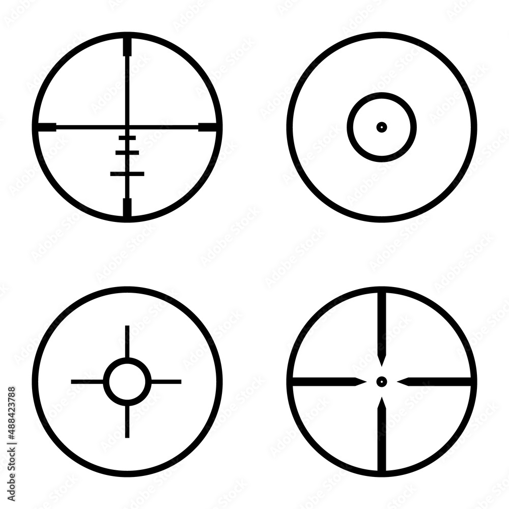 Crosshairs Flat Icon Set Isolated On White Background Crosshairs Flat Icon Set Isolated On White Background