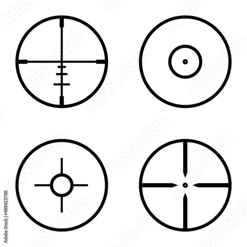 Crosshairs Flat Icon Set Isolated On White Background