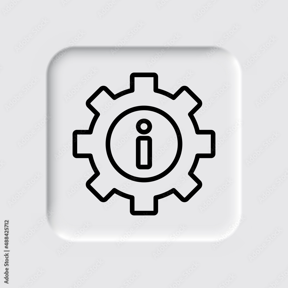 Gear vector, simple icon. Flat desing. Neumorphism design.ai