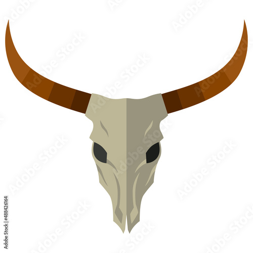 Illustration of bull skull. Wild west object. Image for game or adventure.