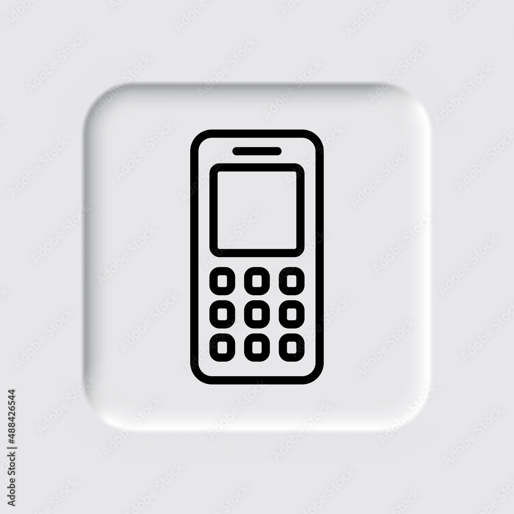 Mobile phone simple icon. Flat desing. Neumorphism design.ai Mobile phone simple icon. Flat desing. Neumorphism design.ai