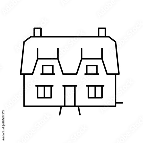 cottage house line icon vector illustration