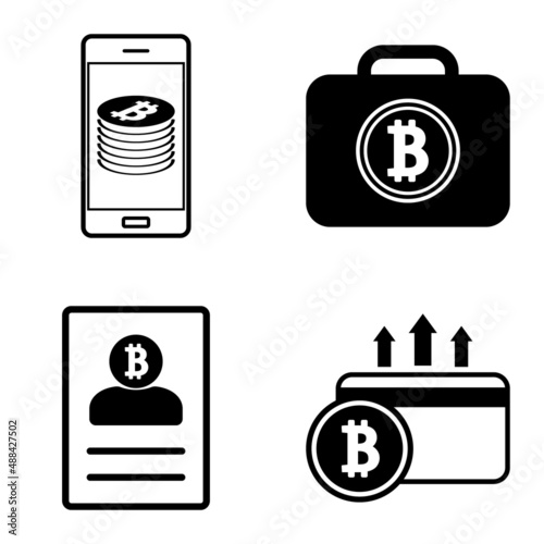 Bitcoins1-2 Flat Icon Set Isolated On White Background