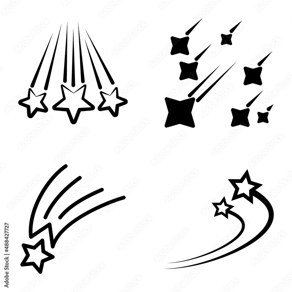 Fototapeta premium Starfall Flat Icon Set Isolated On White Background