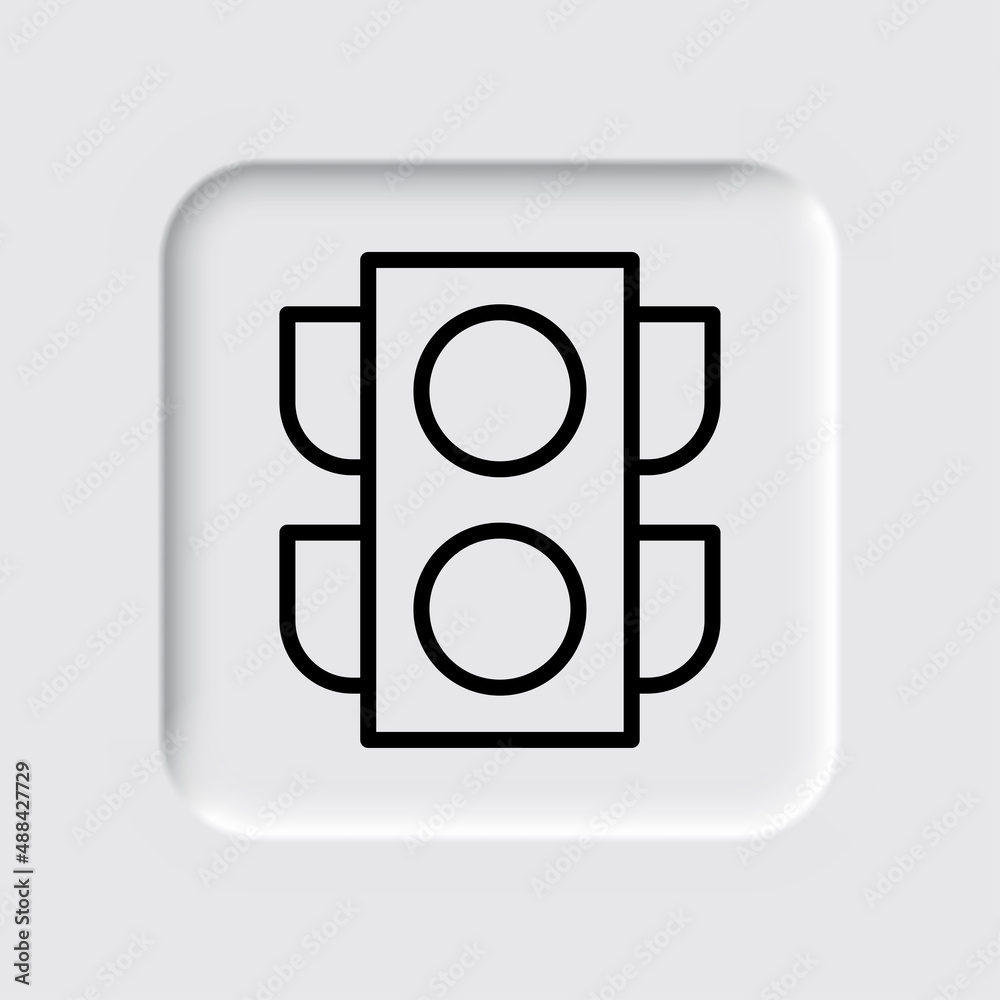 Traffic light simple icon. Flat desing. Neumorphism design.ai Traffic light simple icon. Flat desing. Neumorphism design.ai