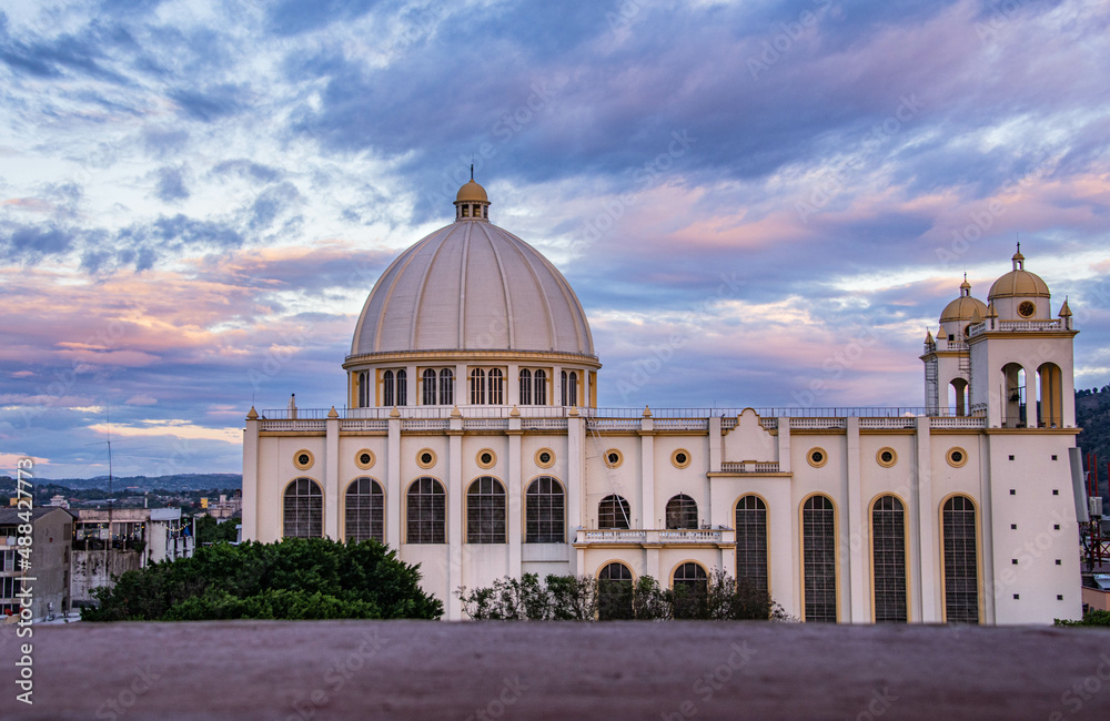 Metropolitan Cathedral of San Salvador at sunset, San Salvador, El Salvador