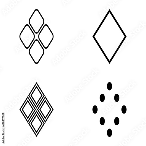 Rhombus Flat Icon Set Isolated On White Background
