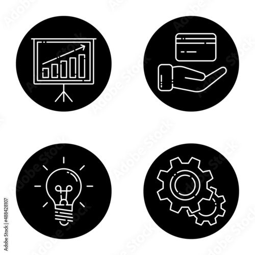 Business_glyph Flat Icon Set Isolated On White Background