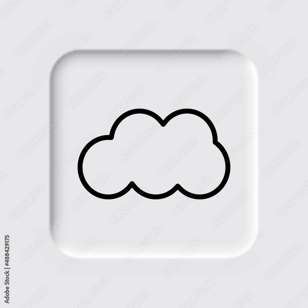 Cloud simple icon vector. Flat desing. Neumorphism design.ai Cloud simple icon vector. Flat desing. Neumorphism design.ai