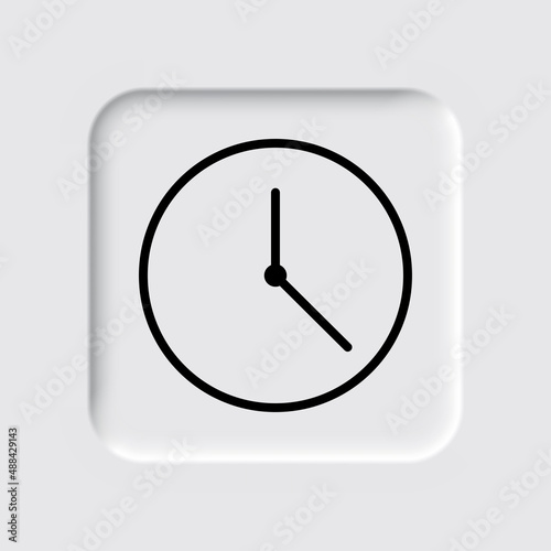 Clock simple icon vector. Flat desing. Neumorphism design.ai