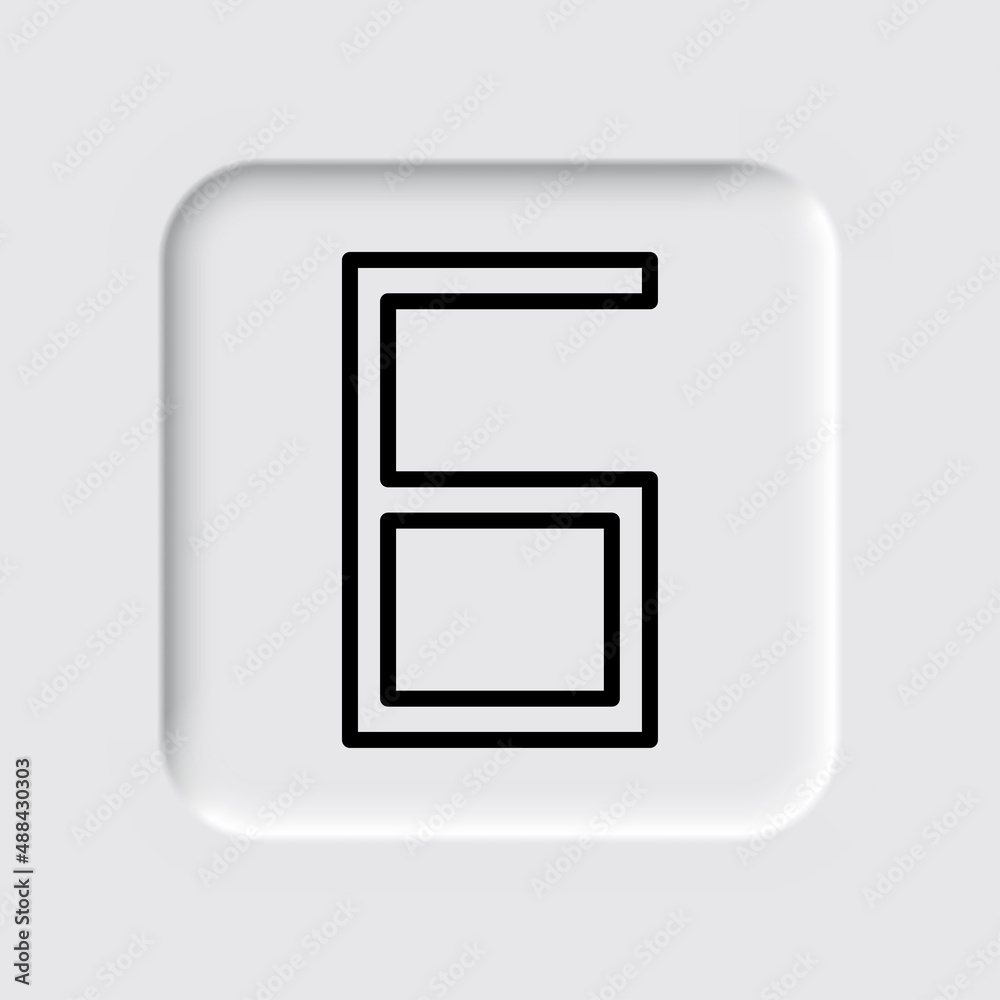 Number six, numeral simple icon vector. Flat desing. Neumorphism design.ai Number six, numeral simple icon vector. Flat desing. Neumorphism design.ai