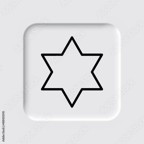 Shield of David simple icon vector. Flat desing. Neumorphism design.ai