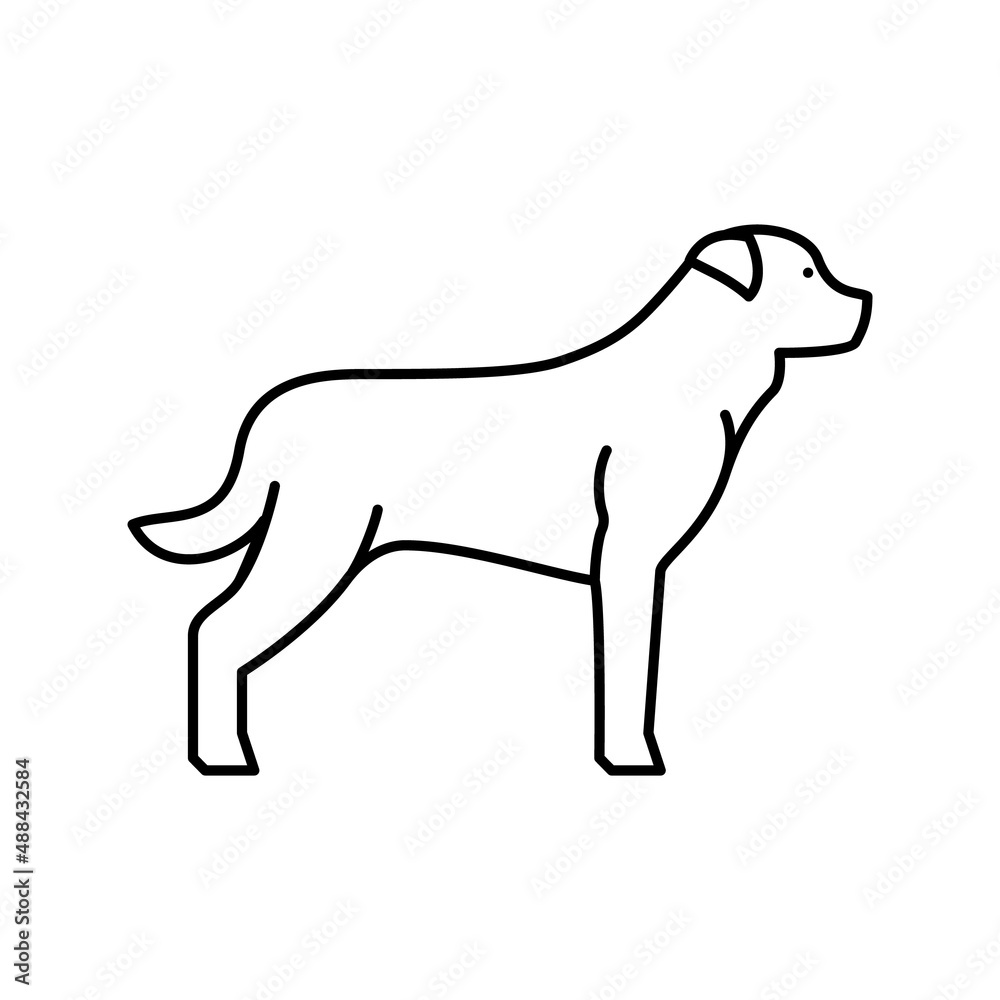 rottweiler dog line icon vector illustration