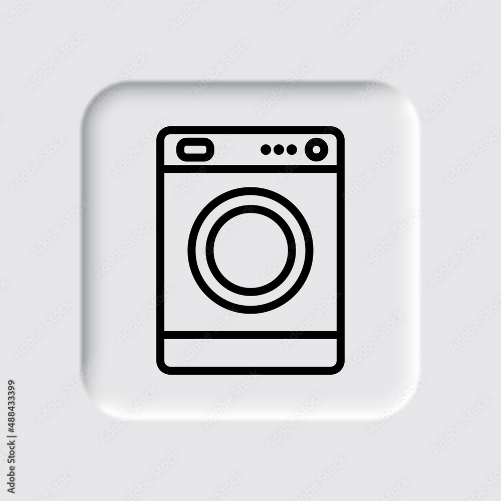 Washer simple icon vector. Flat desing. Neumorphism design.ai
