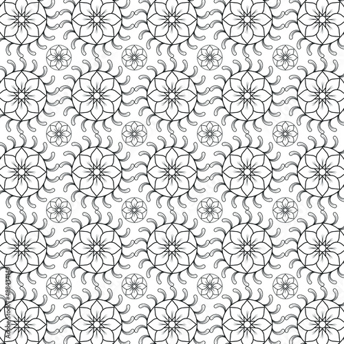 Mandala geometric pattern. Seamless vector background. Gray and white texture vector in illustration 