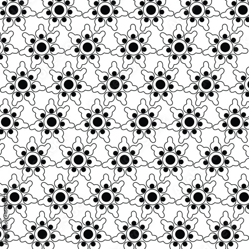 Geometric ornamental Black and white seamless pattern for background texture vector in illustration
