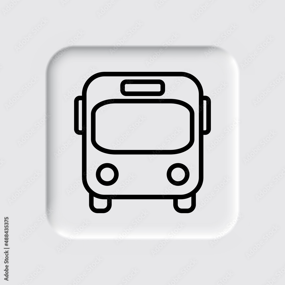 Bus simple icon. Flat desing. Neumorphism design.ai Bus simple icon. Flat desing. Neumorphism design.ai