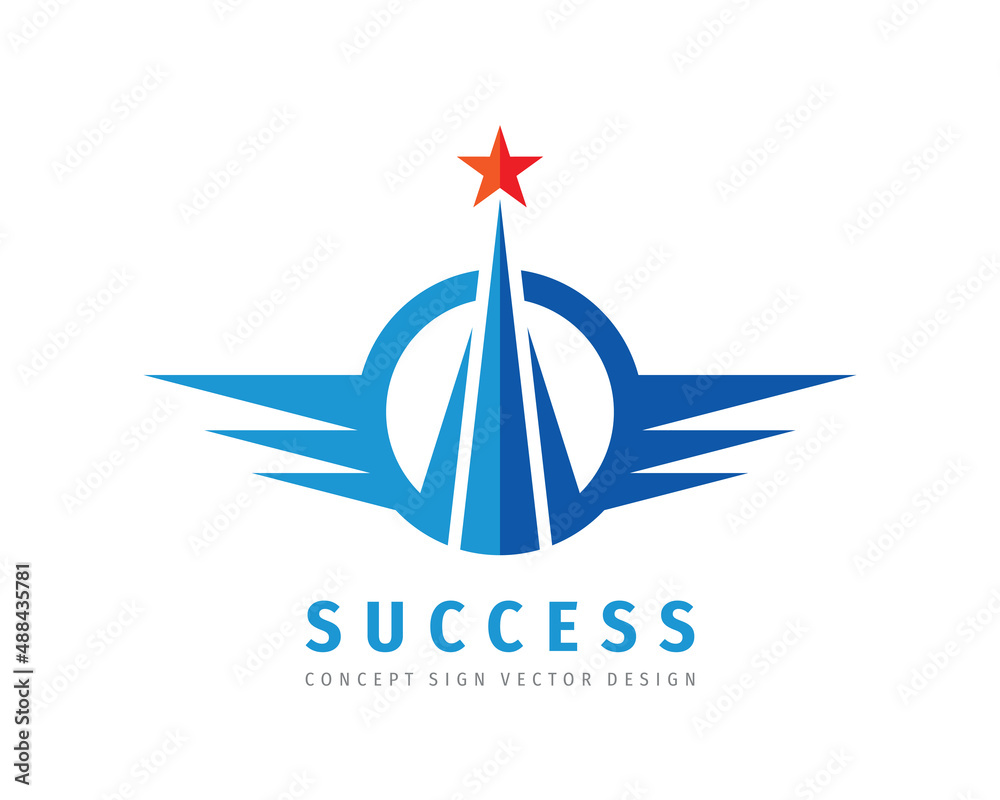 Success - abstract vector logo. Design elements with star sign. Development symbol. Growth and start-up concept illustration. Success - abstract vector logo. Design elements with star sign. Development symbol. Growth and start-up concept illustration.