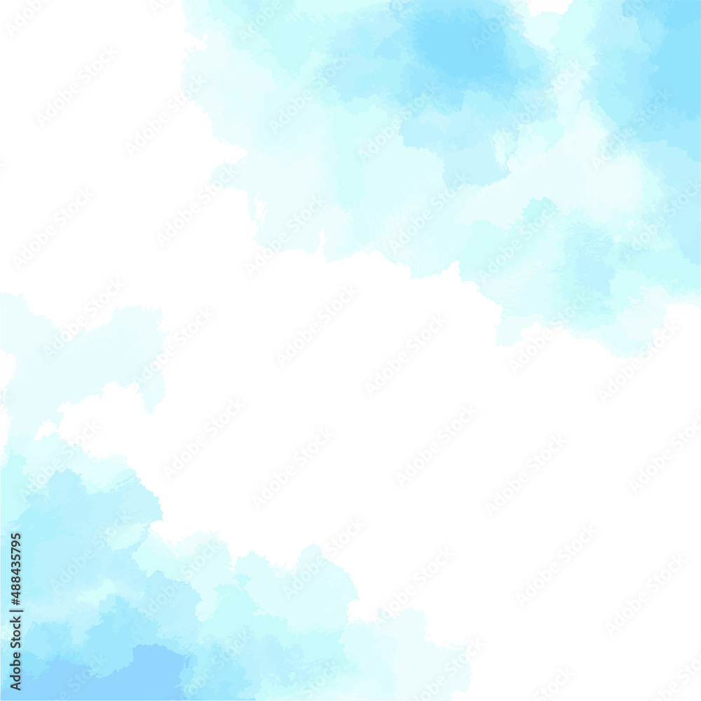 水彩テクスチャの背景素材　ブルー　夏イメージ　正方形