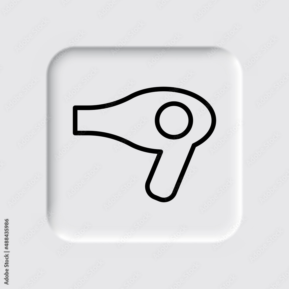 Hair dryer simple icon. Flat desing. Neumorphism design.ai Hair dryer simple icon. Flat desing. Neumorphism design.ai