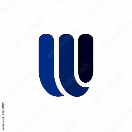 W logo design. Logo can be used for product brands such as wave, water or network