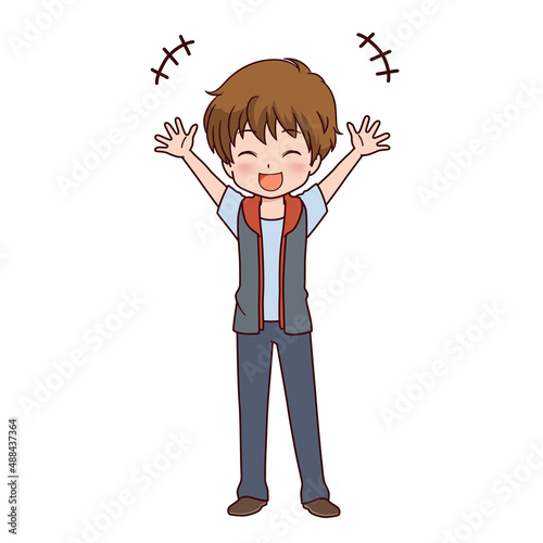 さまざまなポーズの男の子のイラスト