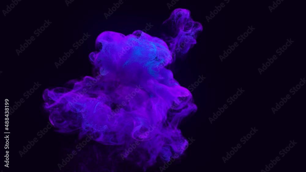3d blue ink inject in water on black background with luma matte as alpha channel. Particle ink. Ink effect with massive ink plume. Puffs of paint underwater for effects or bright bg or composition 3d blue ink inject in water on black background with luma matte as alpha channel. Particle ink. Ink effect with massive ink plume. Puffs of paint underwater for effects or bright bg or composition