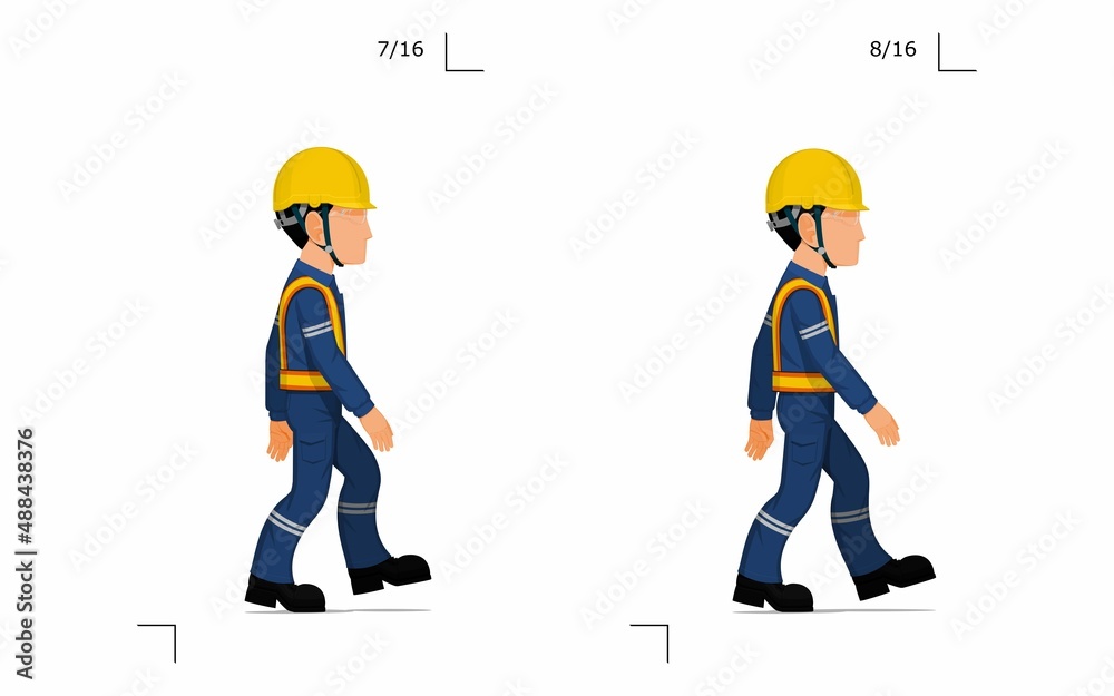 Fototapeta premium An industrial worker is walking on white background