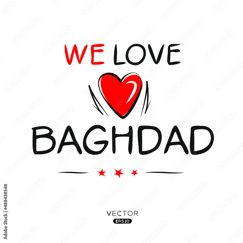 Creative Baghdad text, Can be used for stickers and tags, T-shirts, invitations, vector illustration.