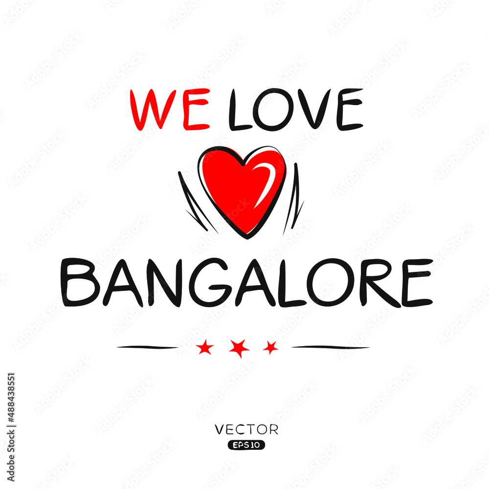 Creative Bangalore text, Can be used for stickers and tags, T-shirts, invitations, vector illustration.