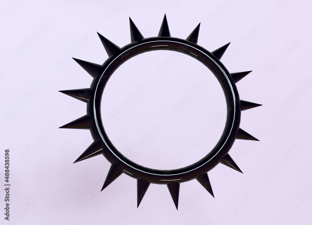 3D realistic illustration of a black collar with spikes. 3D realistic illustration of a black collar with spikes.