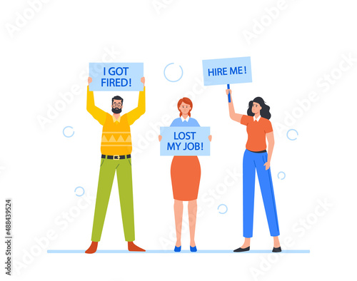 People Need Work after Lockdown. Unemployment after Pandemic Concept, Jobless Businessmen and Businesswomen Candidates