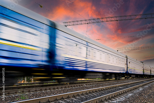 Passenger cars that are blurred at high speed
