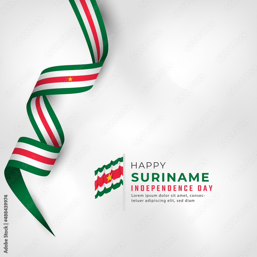 Obraz premium Happy Suriname Independence Day November 25th Celebration Vector Design Illustration. Template for Poster, Banner, Advertising, Greeting Card or Print Design Element