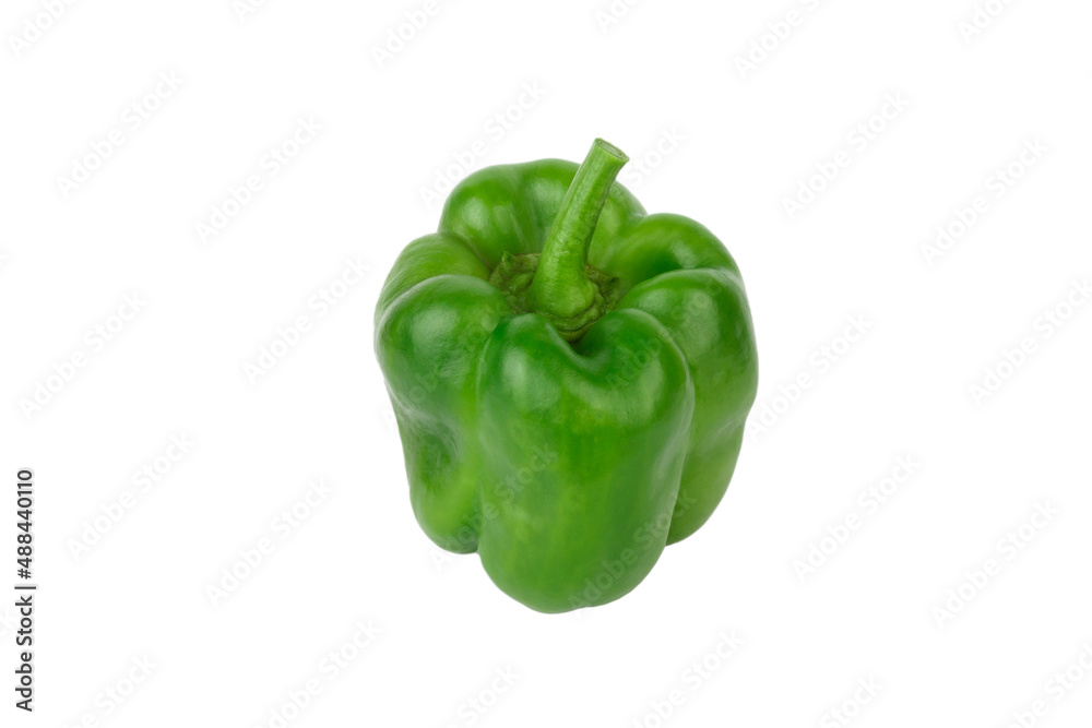 Green raw bell pepper on white background Green raw bell pepper on white background