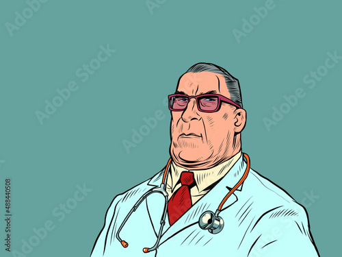 A solid adult doctor, the head doctor of the hospital. A serious man